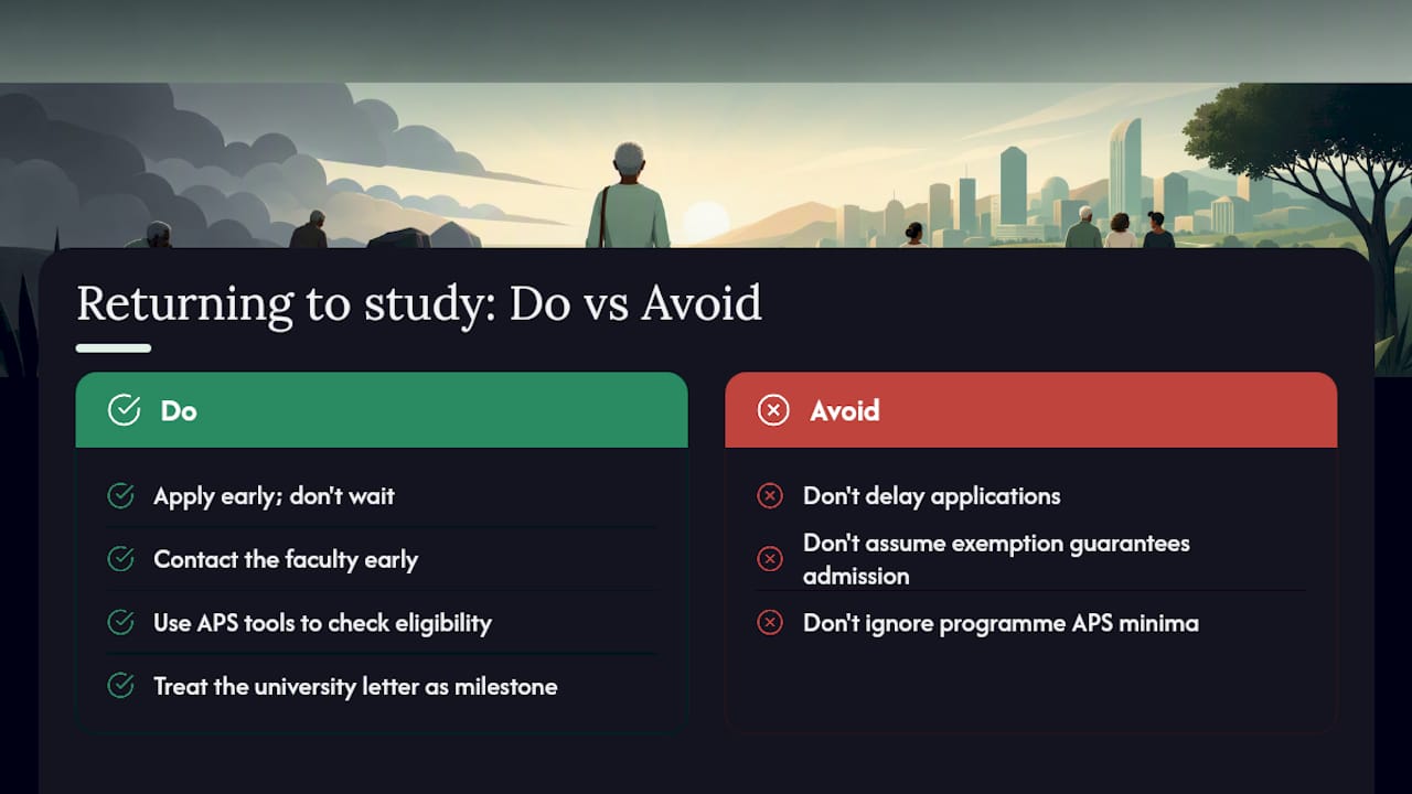 Returning to study as a mature student: a realistic perspective — overview diagram