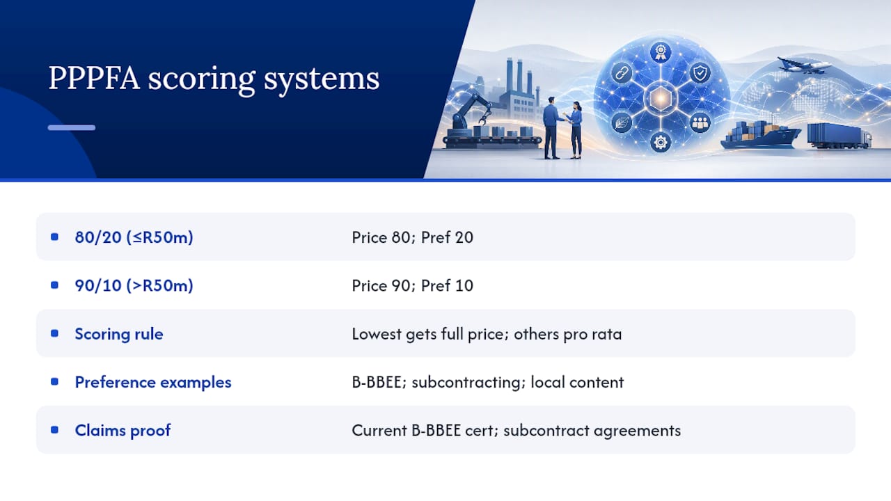 Price points, the 80/20 and 90/10 systems, and preference claims — overview diagram