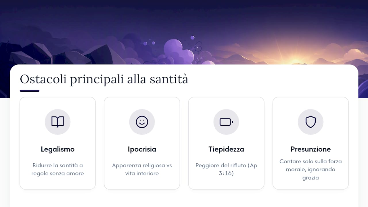 Schema dei quattro principali ostacoli alla santità secondo la Bibbia