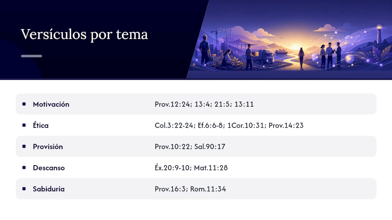 Esquema de temas bíblicos relacionados con el trabajo