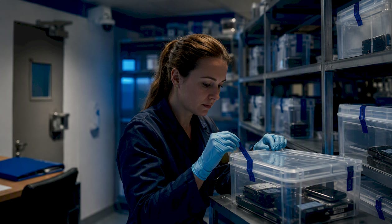 Forensic evidence storage with sealed cases