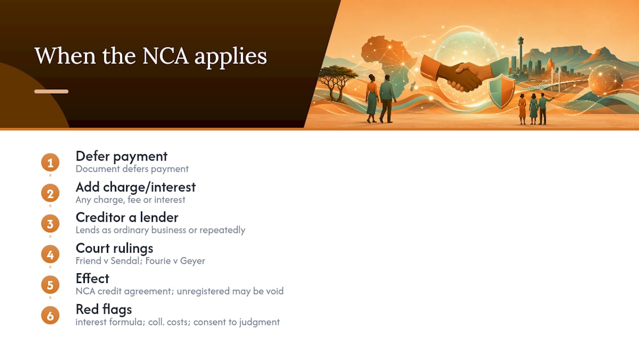 When does the National Credit Act apply to an AOD? — overview diagram