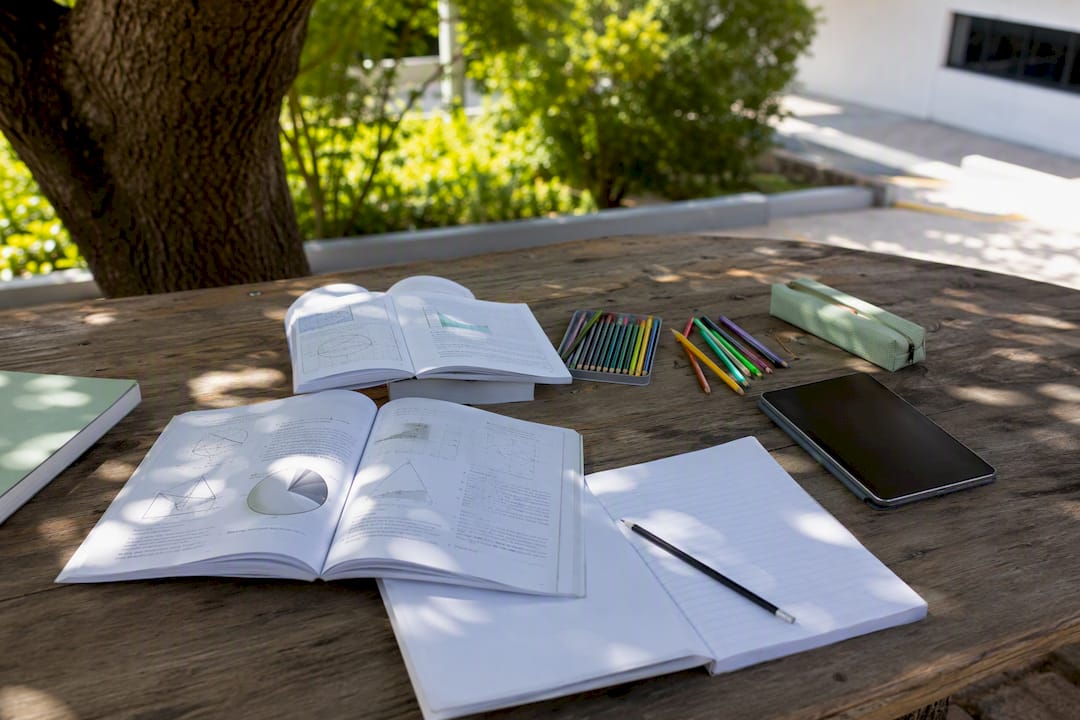 Math study materials on desk