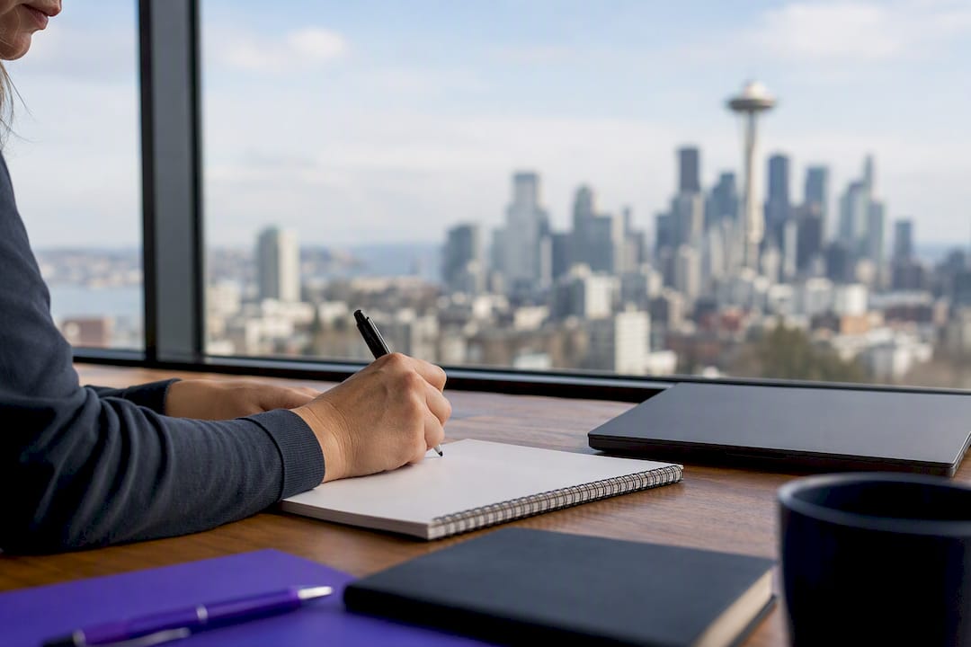 Data analyst workspace with notes