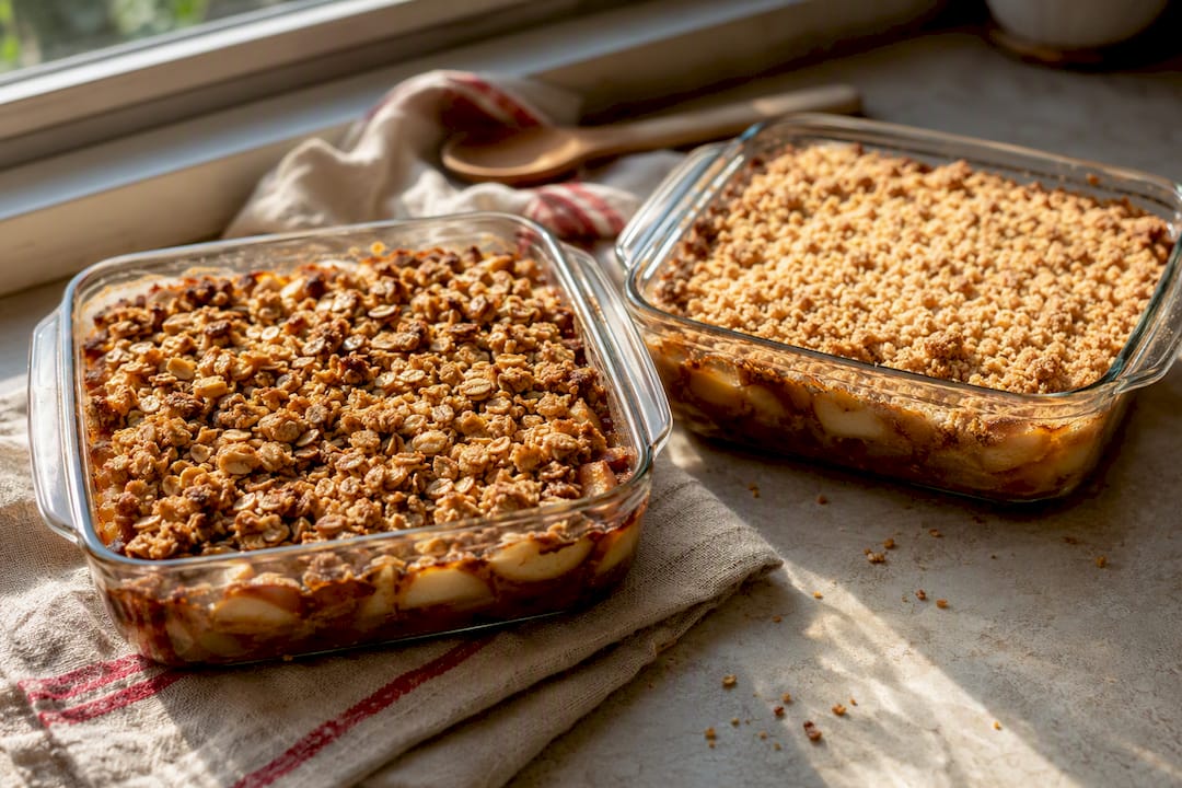 Comparing oat crisp and flour crumble toppings