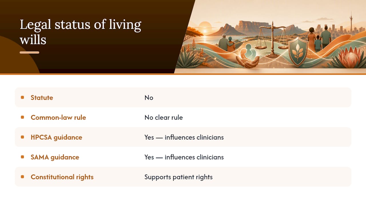 Is a living will legally binding in South Africa? — overview diagram