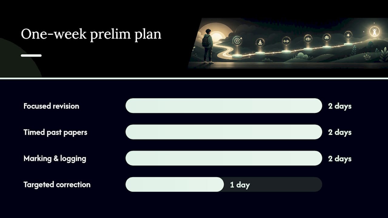 Diagram of one week study plan steps