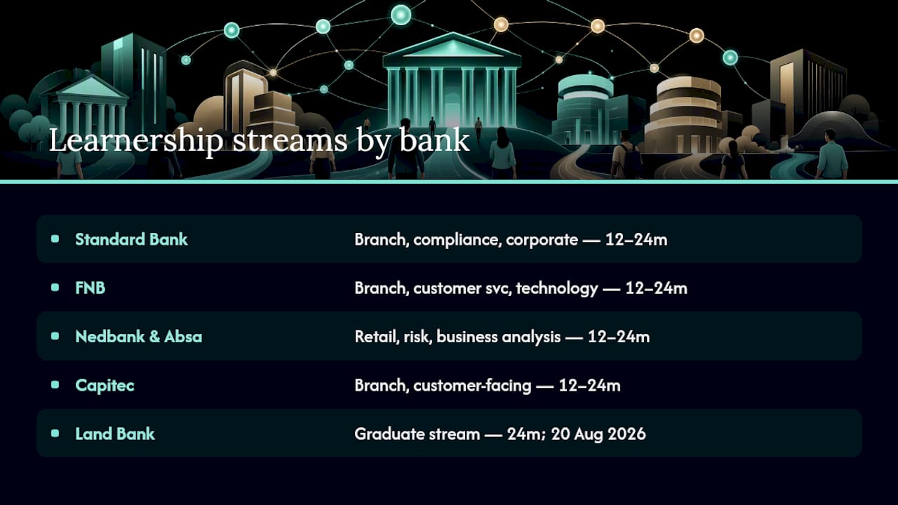 Comparison chart of bank learnership programs