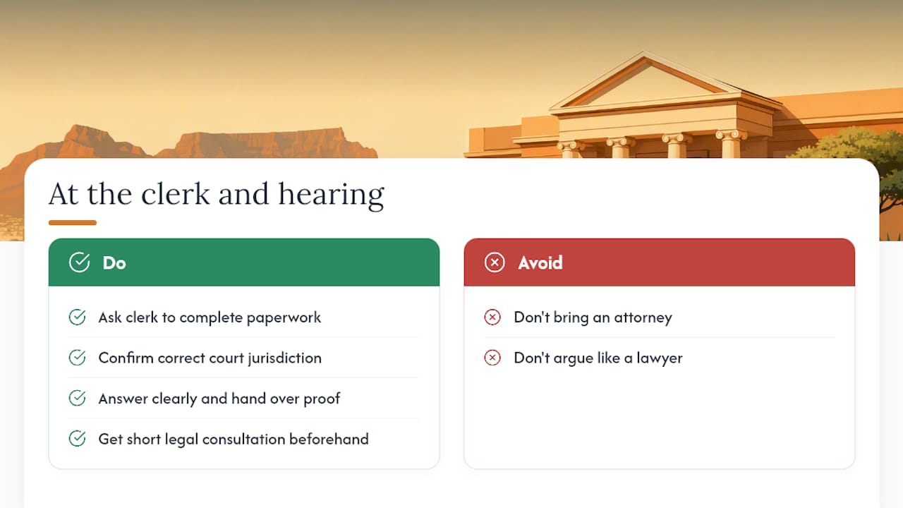 Practical local perspective: what to expect at the clerk and hearing — overview diagram