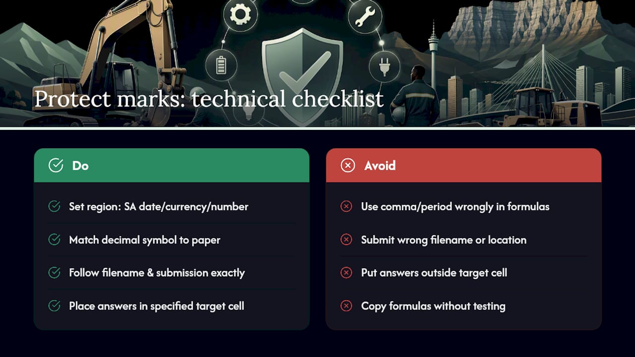 Diagram of technical settings to avoid losing CAT exam marks