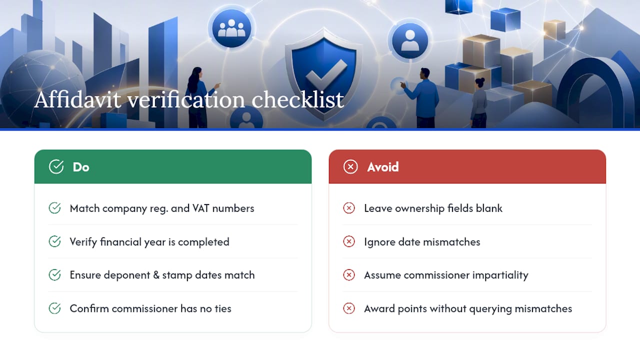Checklist for verifying B-BBEE affidavit validity