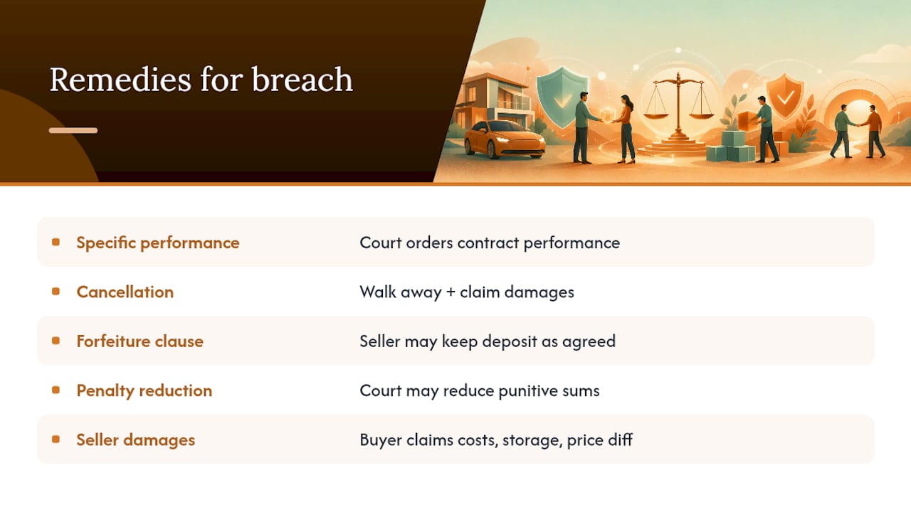 What happens if one party breaches the deed of sale? — overview diagram