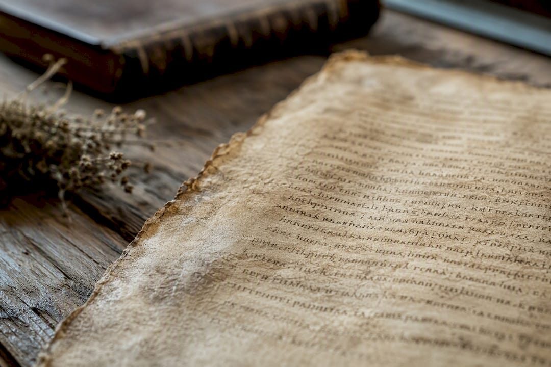 Ancient Greek biblical manuscript close-up
