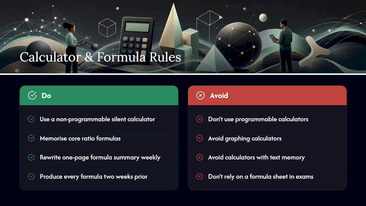 Calculator and formula sheet rules you need to know — overview diagram