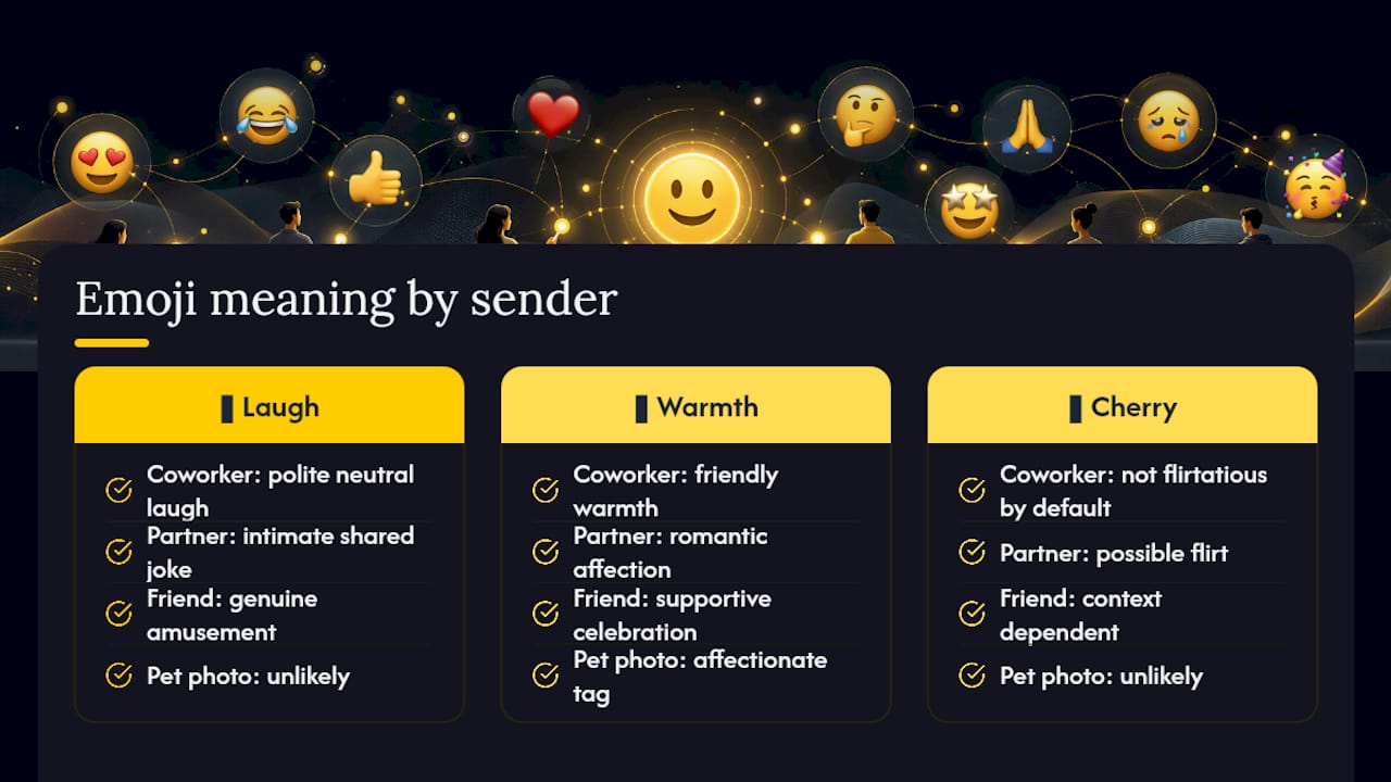 Diagram of emoji meanings by sender and context