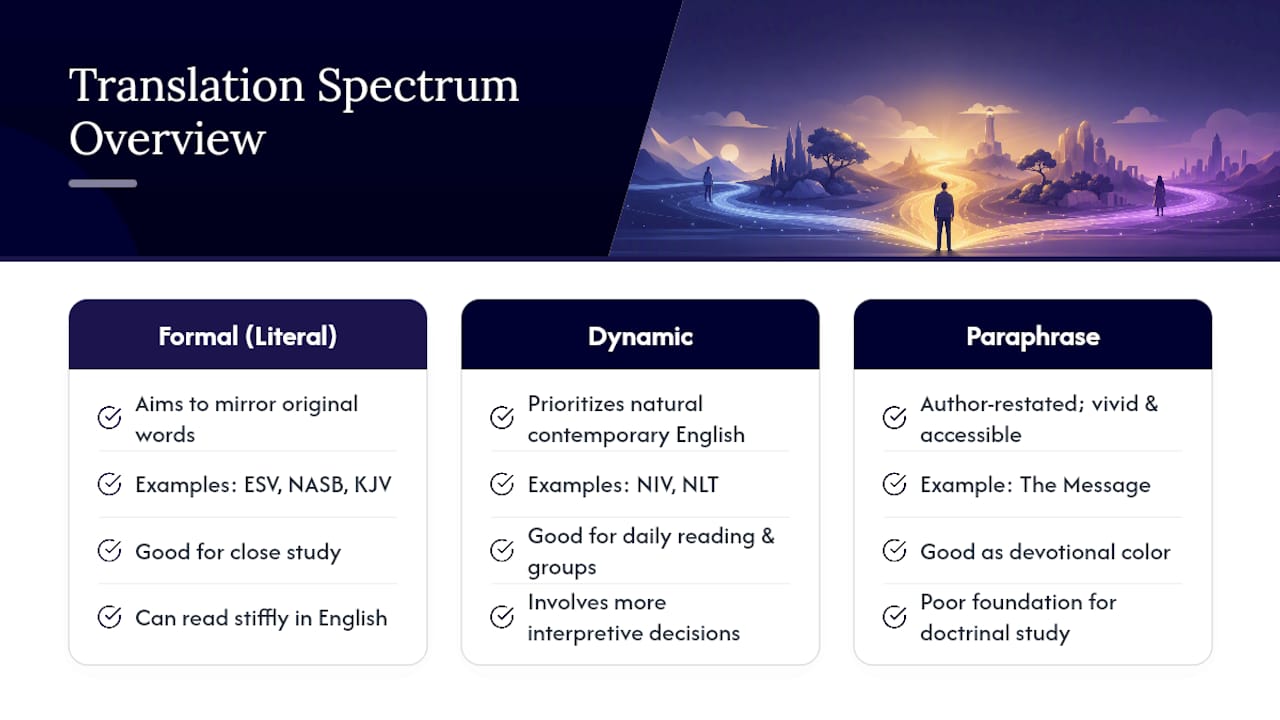 Diagram showing Bible translation spectrum comparison