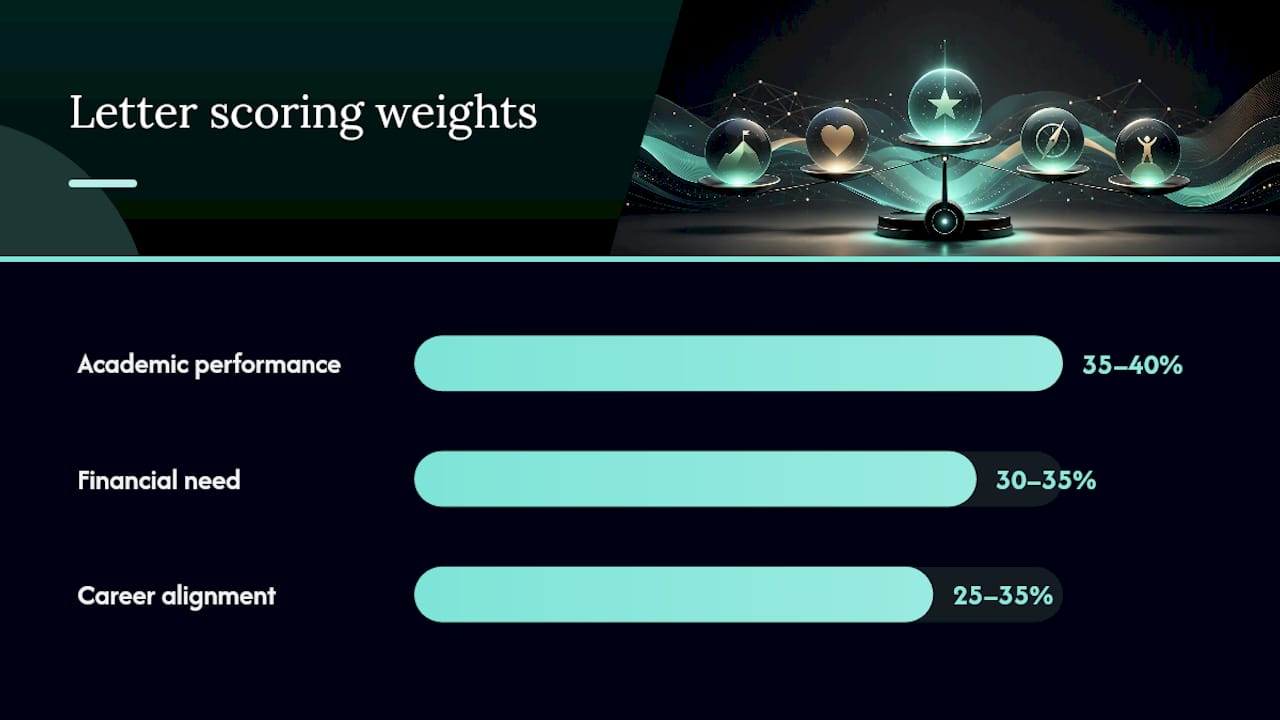 Infographic of bursary letter scoring weights