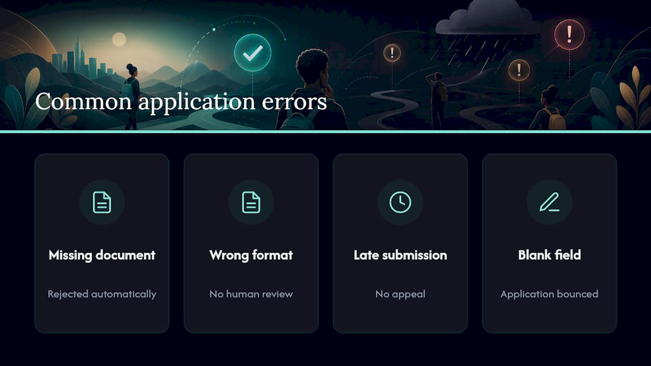 Diagram of bursary application errors and rejections