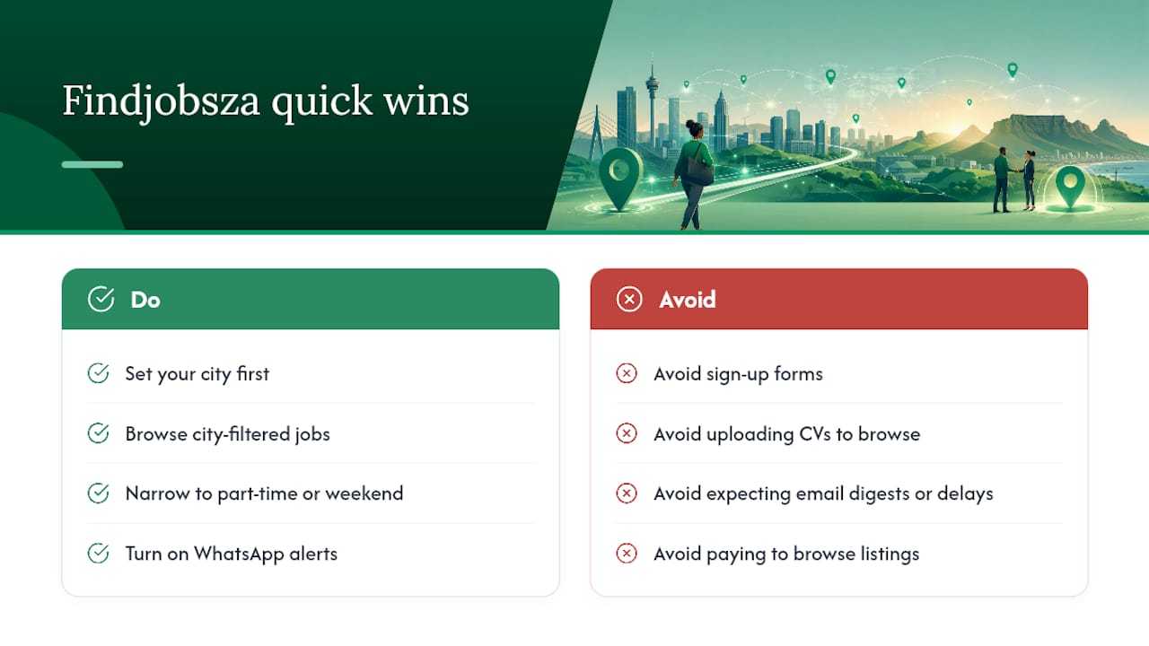 Find your next role faster with Findjobsza — overview diagram