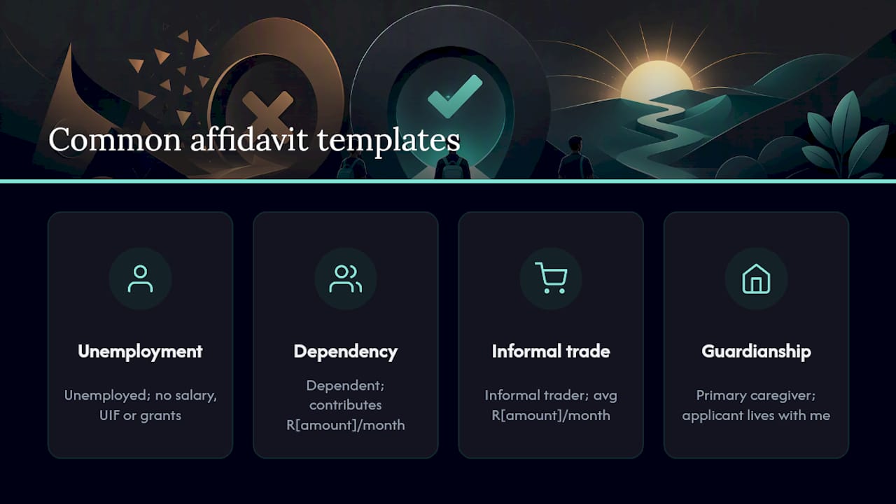 Sample Affidavit Templates for Common Bursary Situations — overview diagram