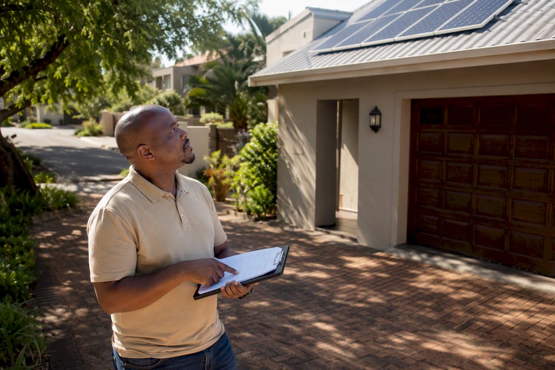 Hand pointing on official inverter approval list outdoors