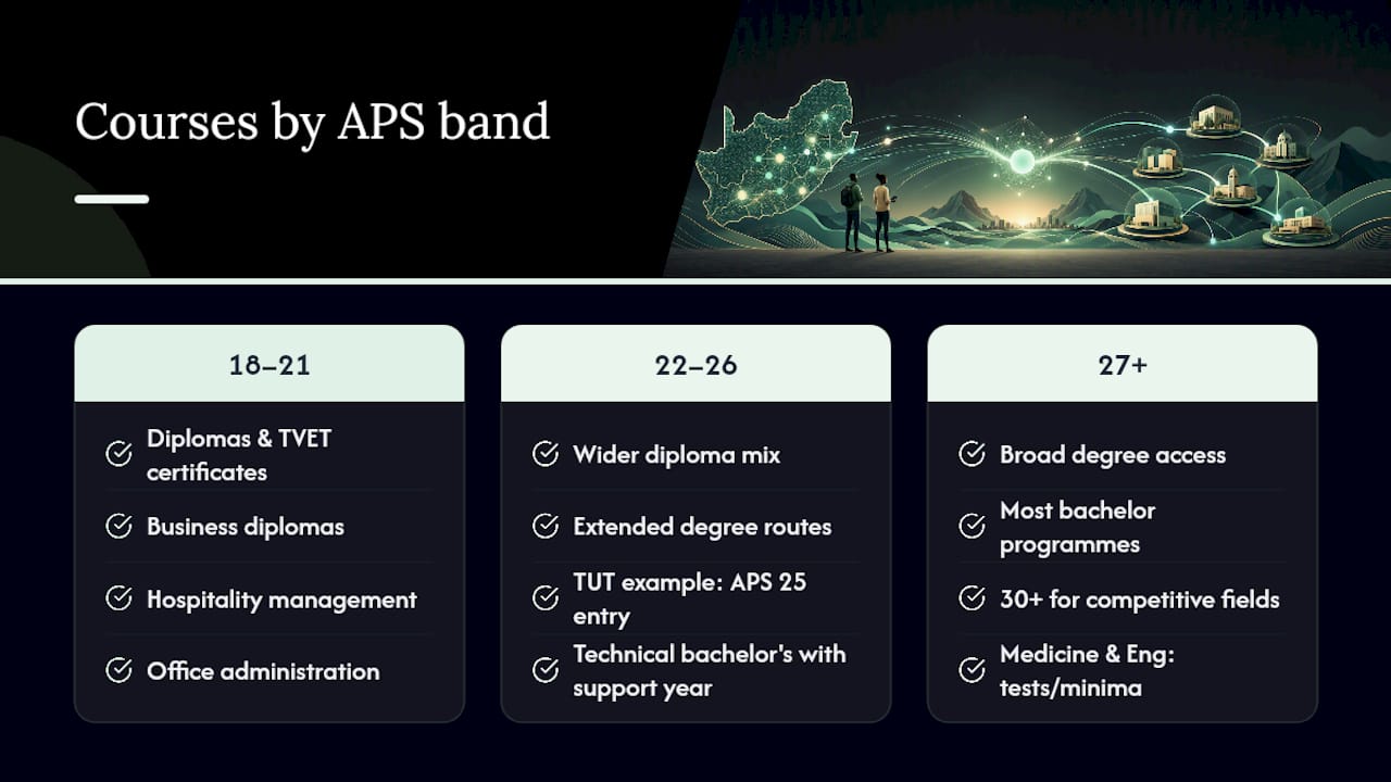 Diagram of APS bands and matching course types