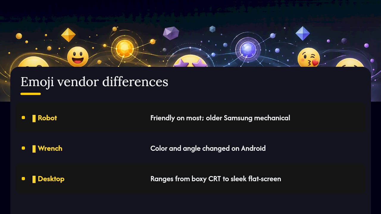 Comparison of technology emoji platform renderings