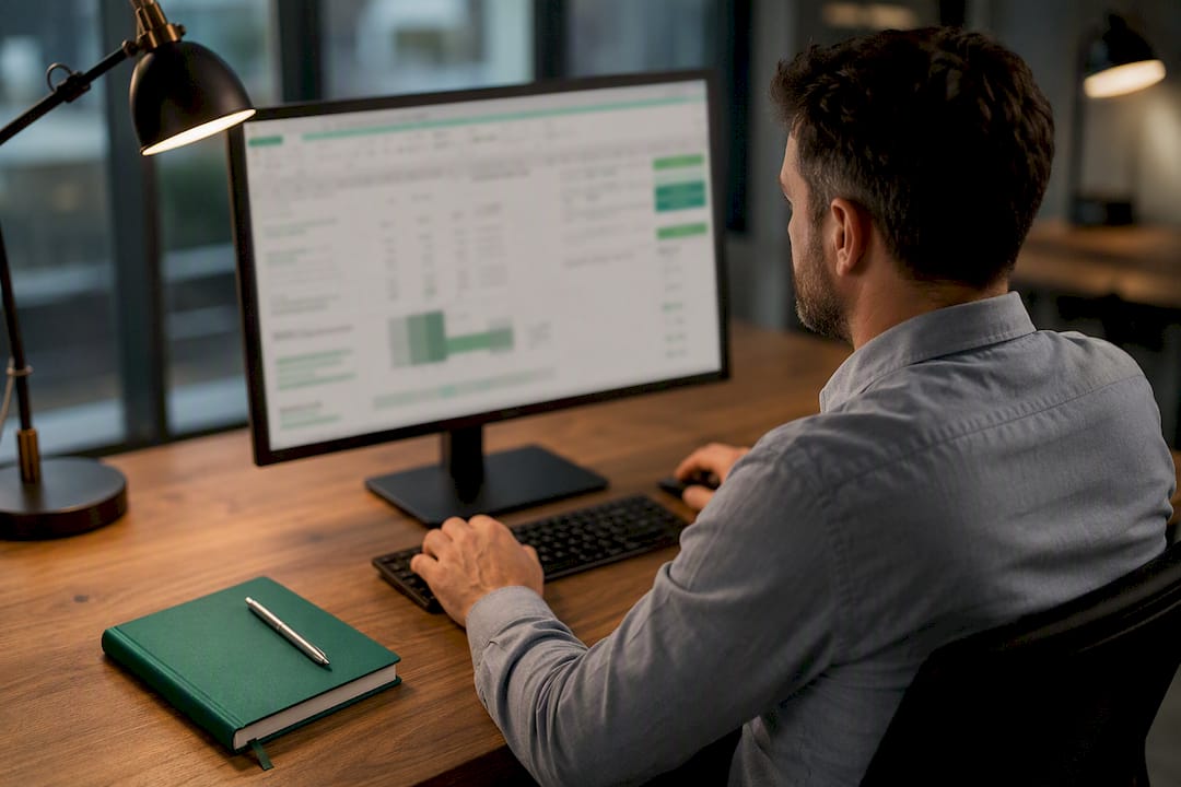 Analyst passt ein Excel-Berechnungsmodell an
