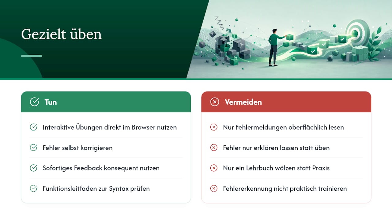 Fehlerfälle wirklich verstehen durch gezieltes Üben — overview diagram