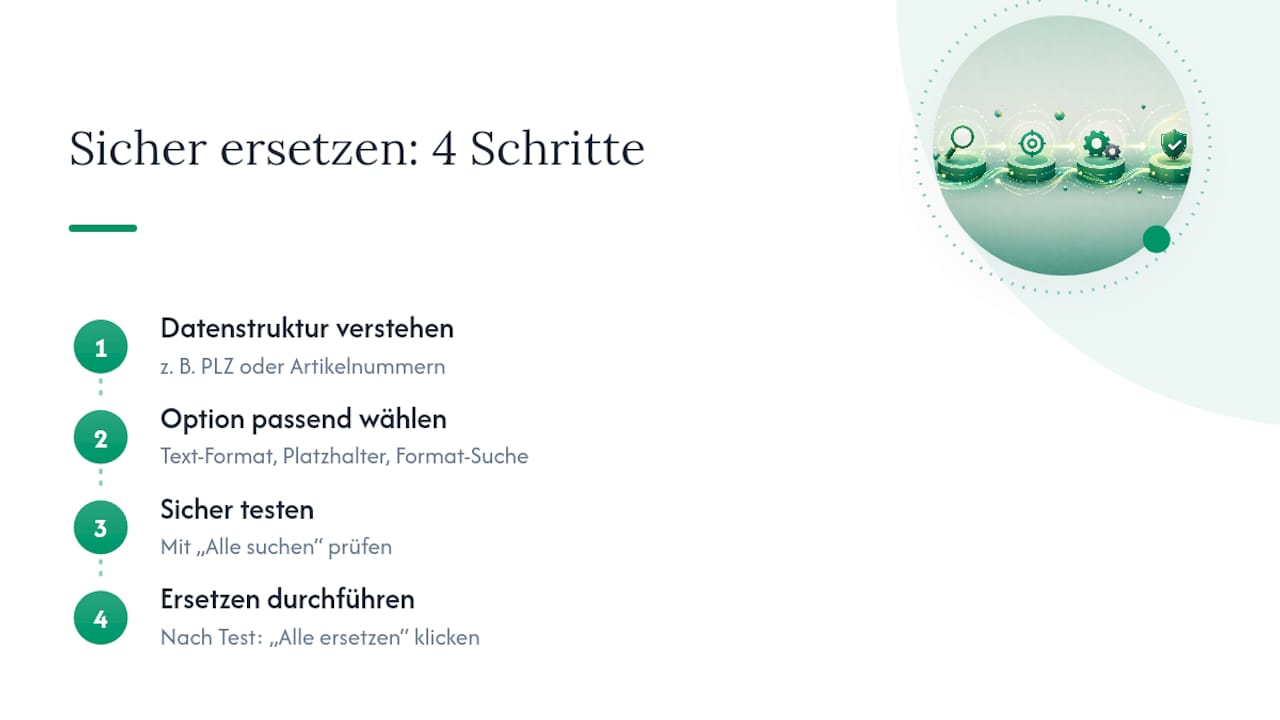 Sicherer Arbeitsablauf für Suchen und Ersetzen