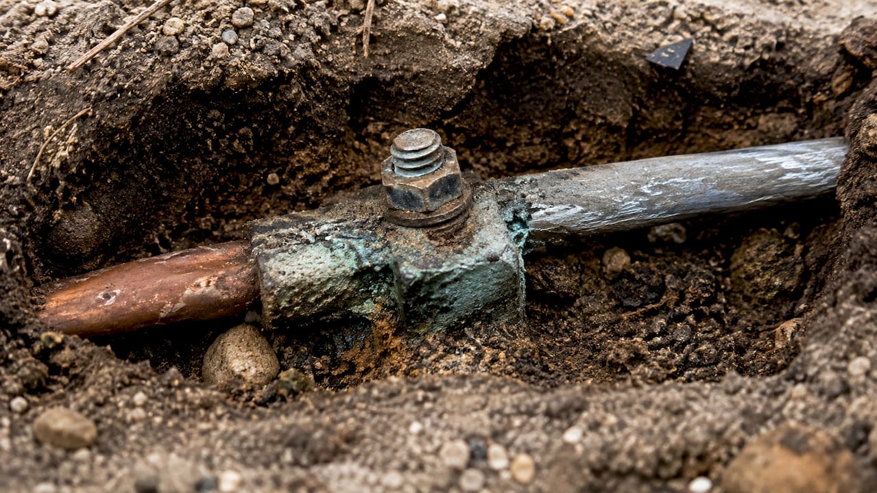 Corroded earthing clamp in coastal soil