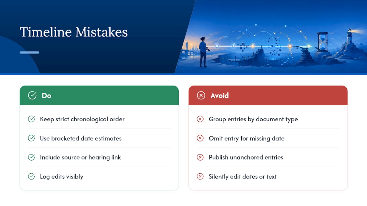 What mistakes wreck an otherwise solid timeline? — overview diagram