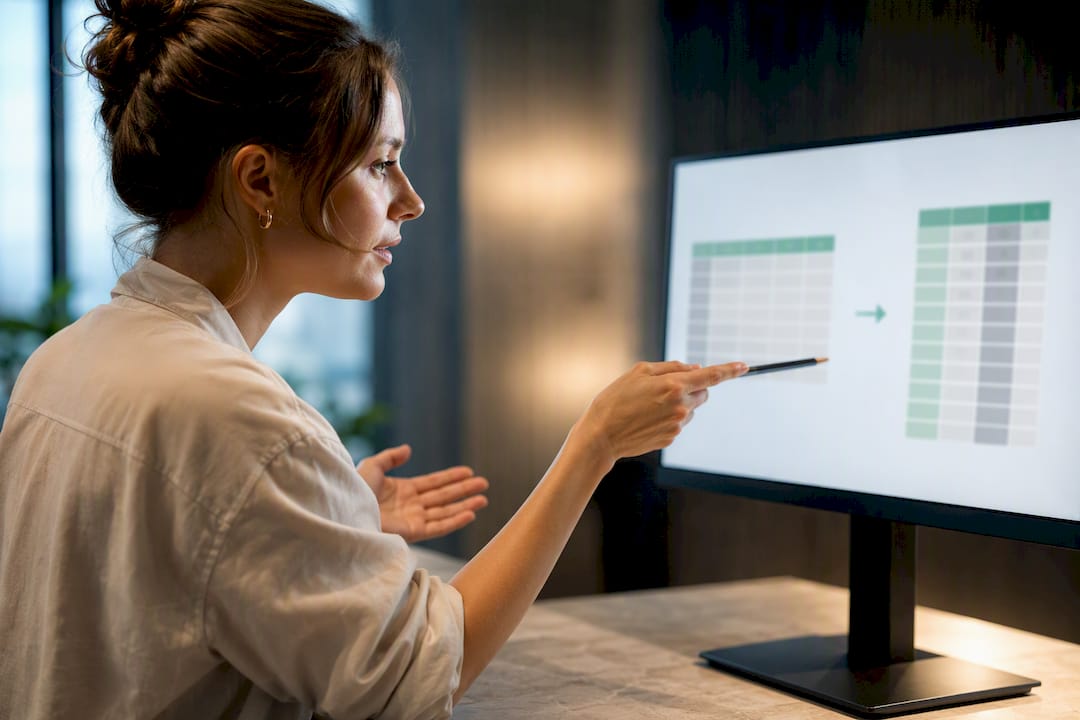 Excel-Tabelle beim Transponieren auf dem Bildschirm