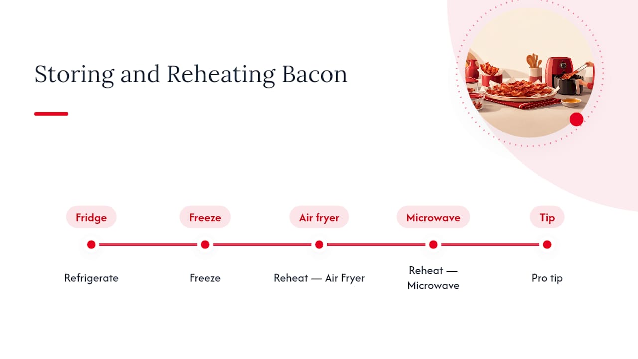 Bacon storage and reheating timeline