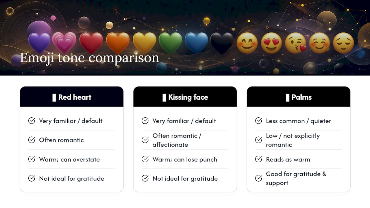 Comparison of three love emoji tones