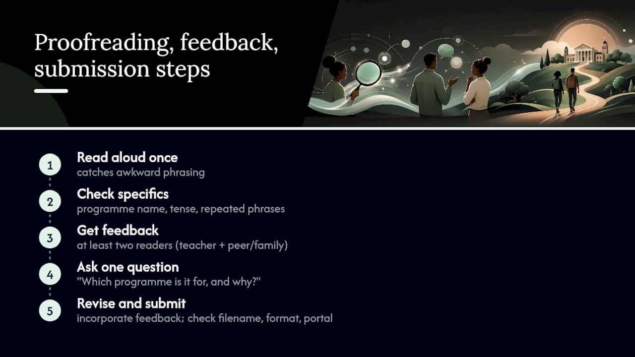 Final proofreading, feedback, and submission steps — overview diagram