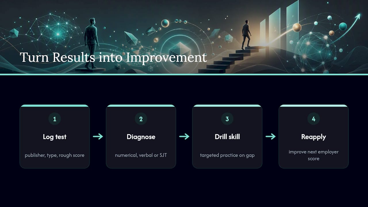 Psychometric test score improvement feedback loop