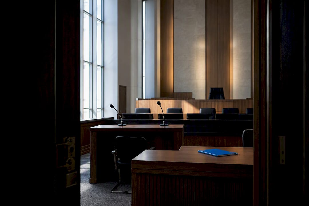 Commission hearing chamber prepared for testimony