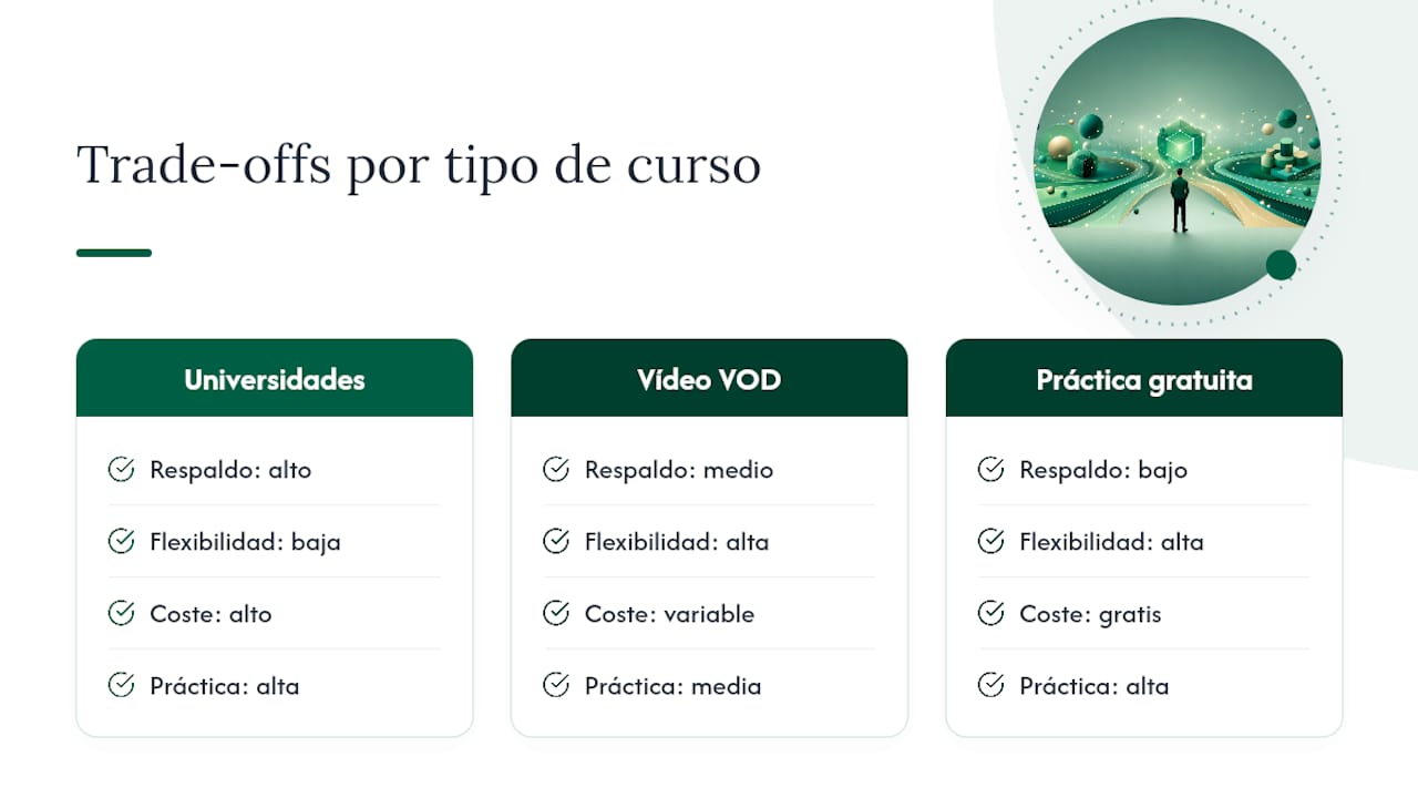 Comparación entre tres tipos de cursos avanzados