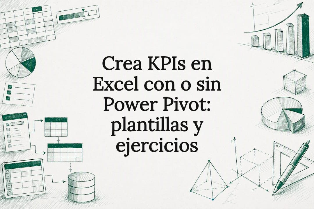 Tarjeta ilustrada sobre KPIs y Excel