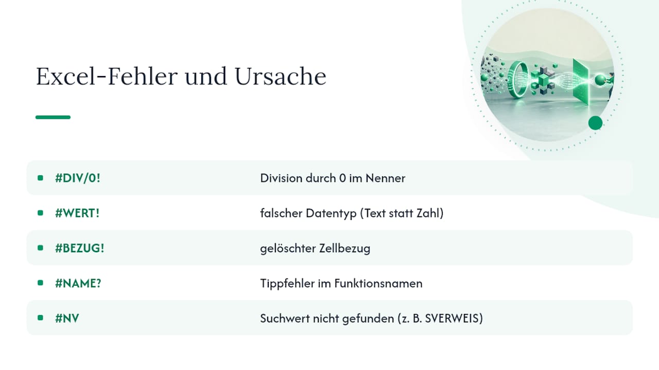 Fünf häufige Excel-Fehler und ihre Ursachen