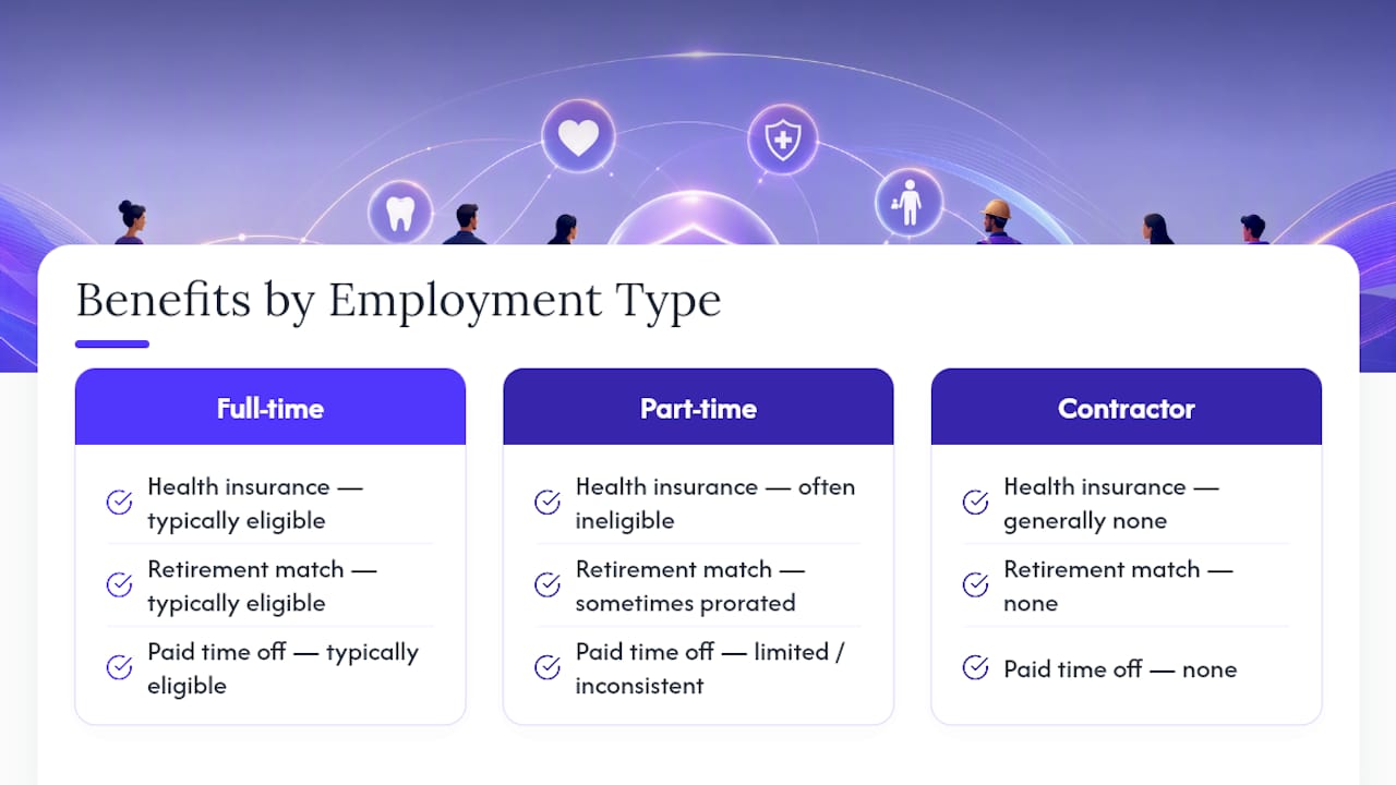 Benefits eligibility by employment type