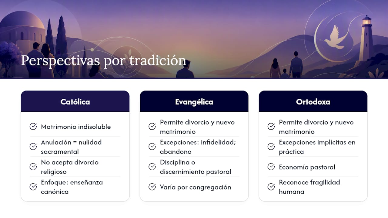 Comparación de diferentes perspectivas cristianas sobre el divorcio