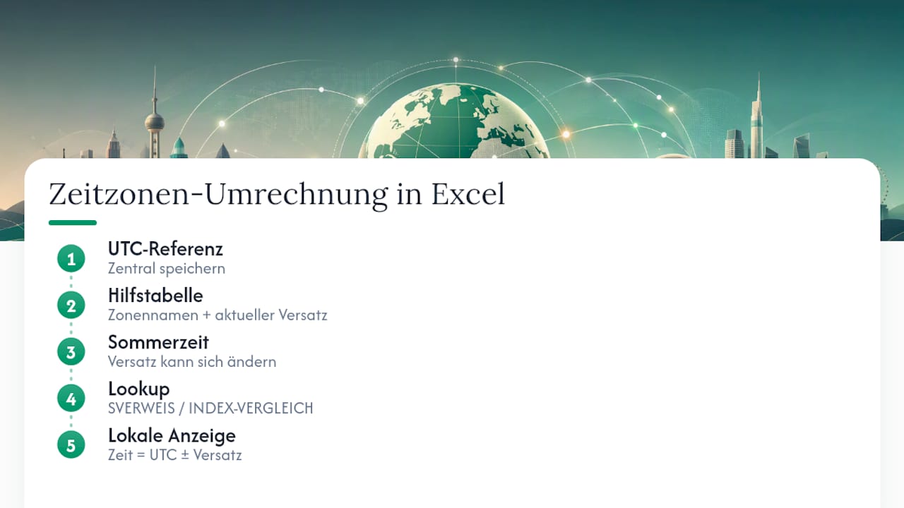 Zeitzonenrechnung mit UTC und Zeitverschiebung