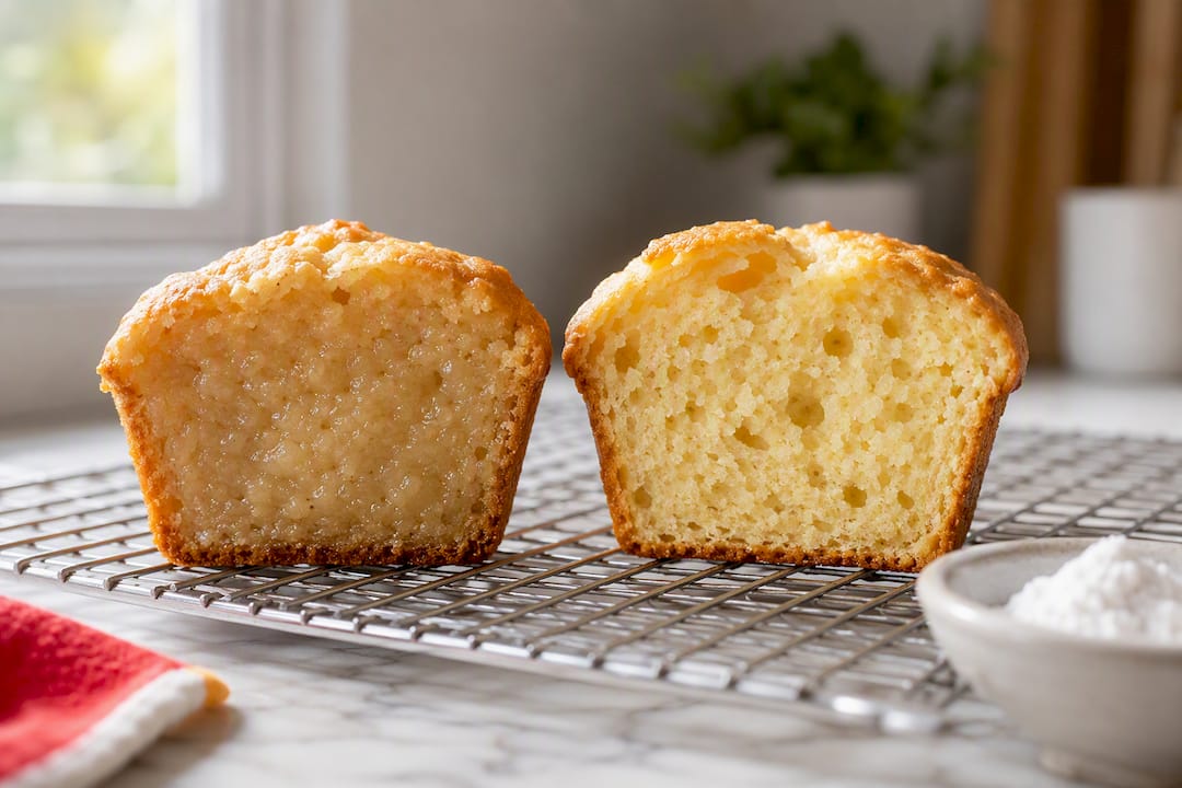 Dense and airy muffin crumb comparison