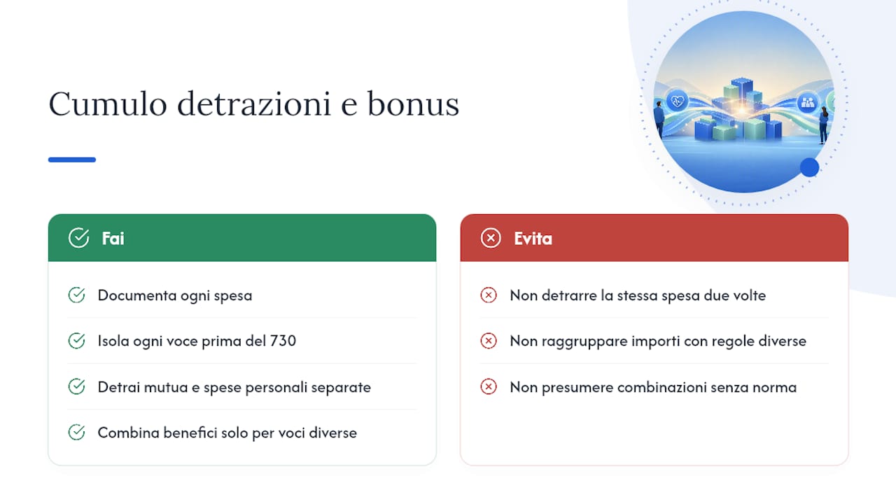 Si possono cumulare le detrazioni sanitarie con altri bonus fiscali? — overview diagram
