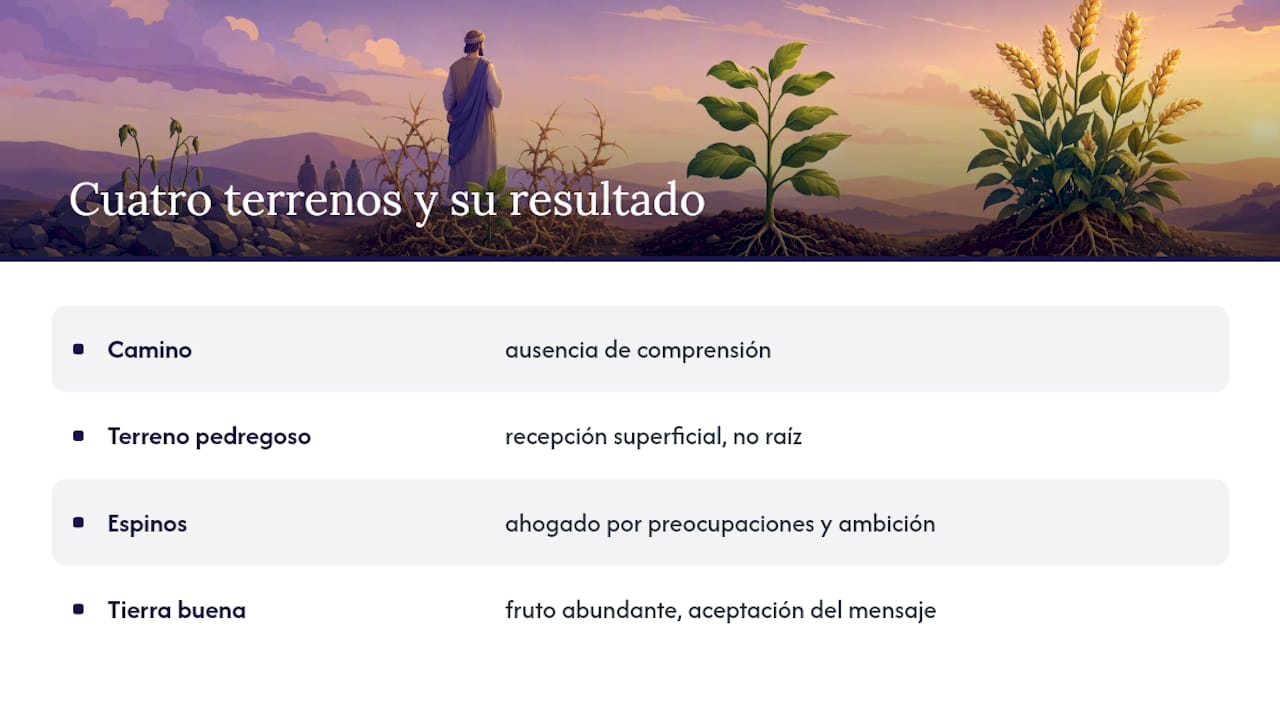Cuatro tipos de terreno y el resultado del sembrador