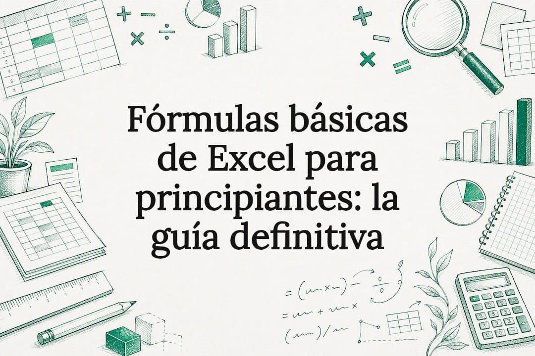 Tarjeta ilustrada con fórmulas básicas de Excel