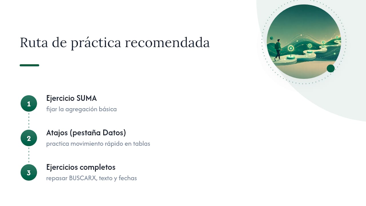 Practica cada fórmula con retroalimentación inmediata en LogicExcel — overview diagram