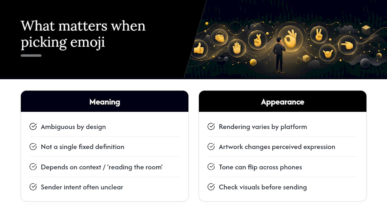 What Actually Matters When You're Picking a Hand Emoji — overview diagram